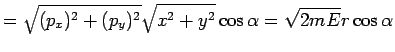=\sqrt{(p_x)^2+(p_y)^2}\sqrt{x^2+y^2}\cos$B&A(J=\sqrt{2mE}r\cos$B&A(J 