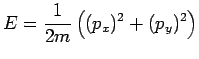 E={1/2m}((p_x)^2+(p_y)^2)