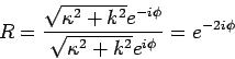  R= {\sqrt{$B&J(J^2+k^2}e^{-i$B&U(J}/\sqrt{$B&J(J^2+k^2}e^{i$B&U(J}}= e^{-2i$B&U(J}