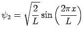 $B&W(B_2=(J\(Bsqrt{2/ L}sin({2$B&P(B x/ L}))