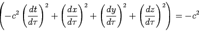 (-c^2({dt/ d$B&S(J})^2+({dx/ d$B&S(J})^2+({dy/ d$B&S(J})^2+({dz/ d$B&S(J})^2)= -c^2